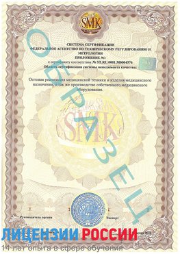 Образец сертификата соответствия (приложение) Кировград Сертификат ISO 13485