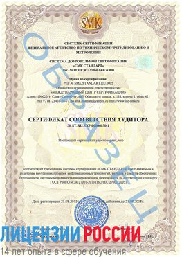 Образец сертификата соответствия аудитора №ST.RU.EXP.00006030-1 Кировград Сертификат ISO 27001
