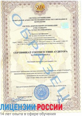 Образец сертификата соответствия аудитора №ST.RU.EXP.00006191-2 Кировград Сертификат ISO 50001