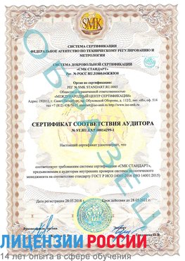 Образец сертификата соответствия аудитора №ST.RU.EXP.00014299-1 Кировград Сертификат ISO 14001